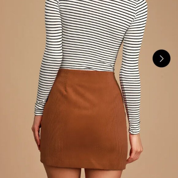 Lulus Katherina Rust Brown Button Front Corduroy Skirt - Size S - Picture 4 of 5